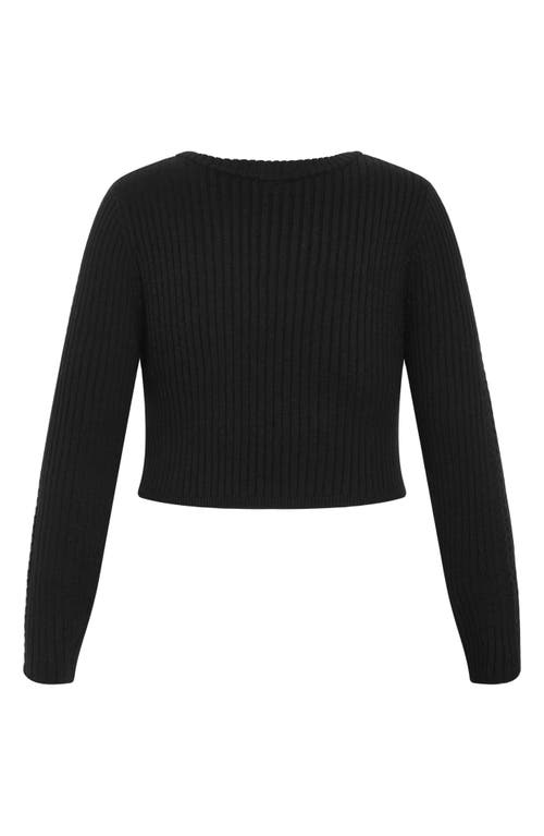 Shop City Chic Mixed Stitch Crewneck Sweater In Black