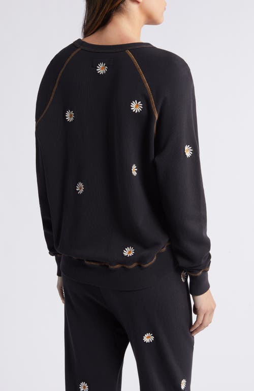 Shop The Great . The Daisy Embroidered College Sweatshirt In Almost Black