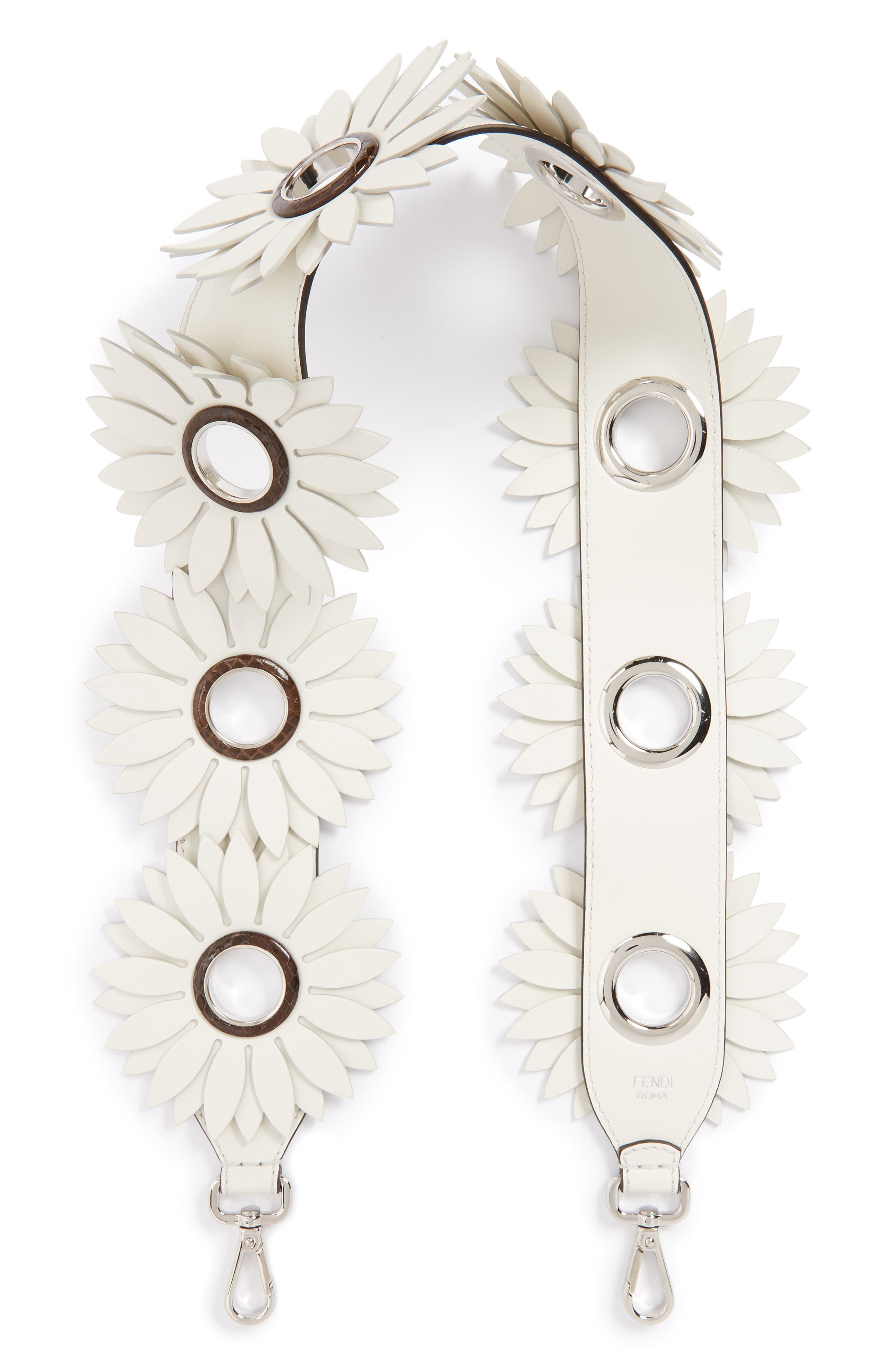 Fendi Century Daisy Leather & Genuine Snakeskin Guitar Bag Strap Nordstrom