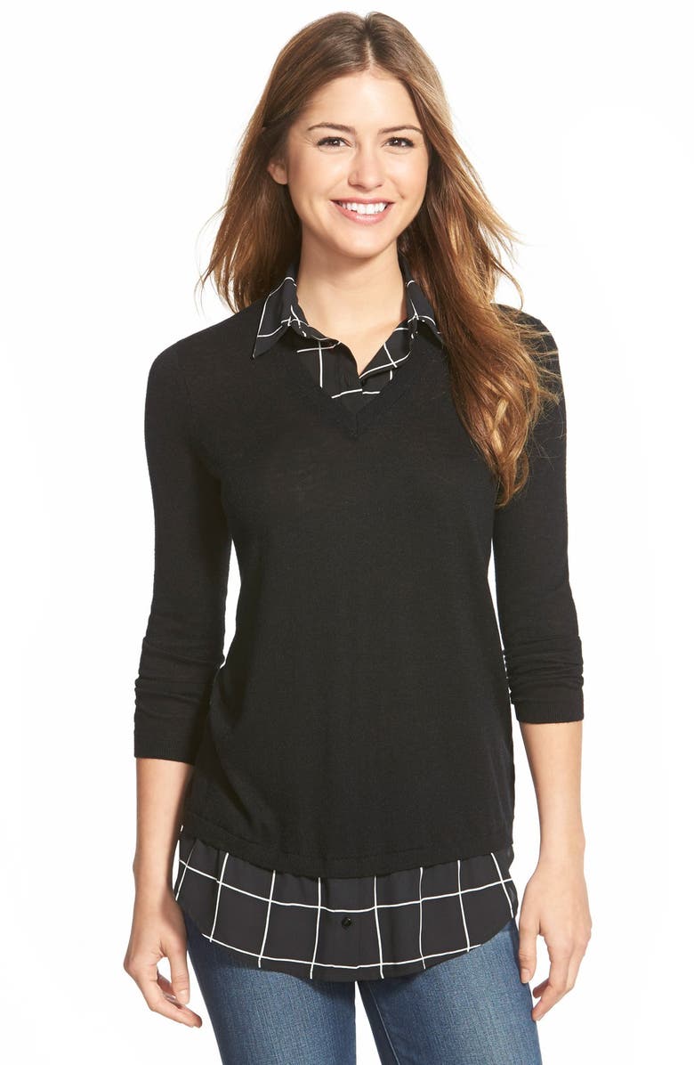 NYDJ 'Two-Fer' Retro Layer Look Sweater | Nordstrom