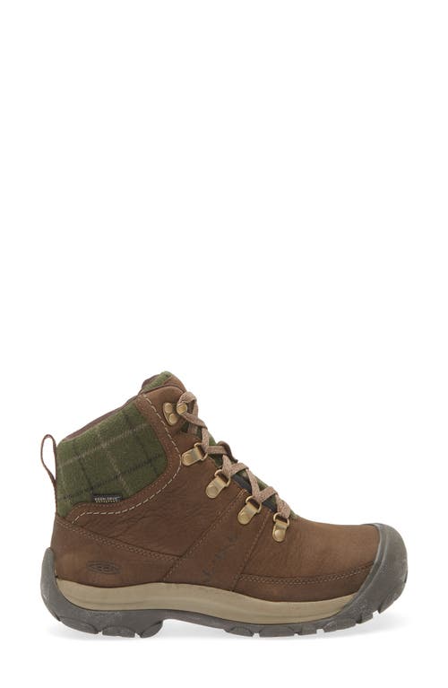 Keen Kaci Iii Winter Mid Waterproof Hiking Boot In Dark Earth/green Plaid