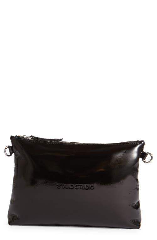 Kimberly Patent Leather Pochette Shoulder Bag in Black