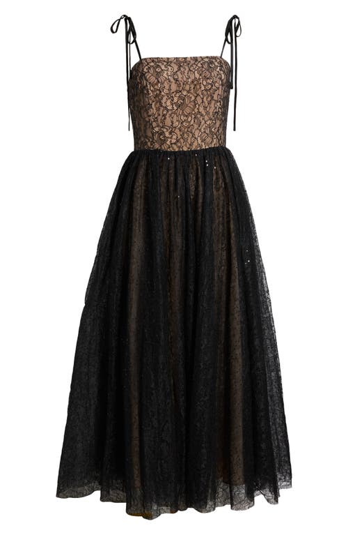 Chelsea28 Lace Sequin Tie Strap Maxi Dress In Black