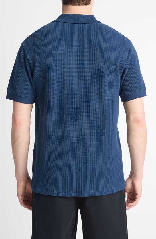 Shop Vince Textured Stretch Cotton Polo In Midnight Sky