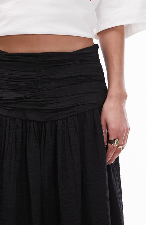 Shop Topshop Ruched Waist Maxi Skirt In Black