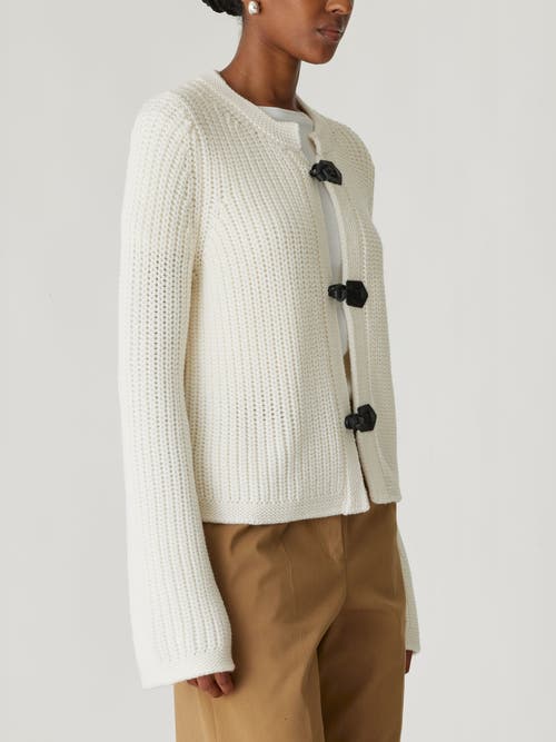 Rebecca Taylor Novlety Wool Toggle Cardi In Cream