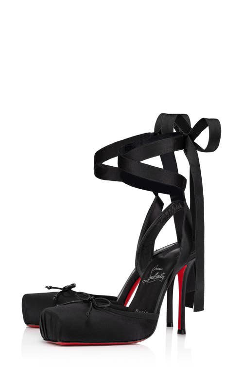 Christian Louboutin Cassia Lace-up Slingback Pump In Black/lin Black