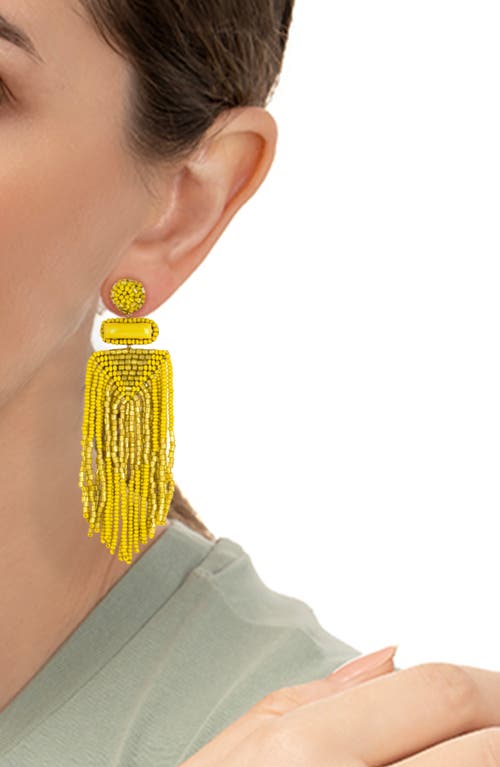 Deepa Gurnani Jody Fringe Drop Earrings In Chartreuse