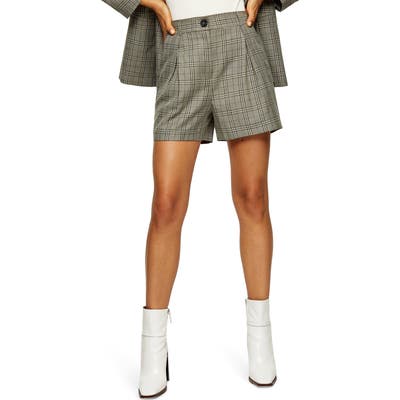 Topshop Check Pleat Shorts, US (fits like 10-12) - Green