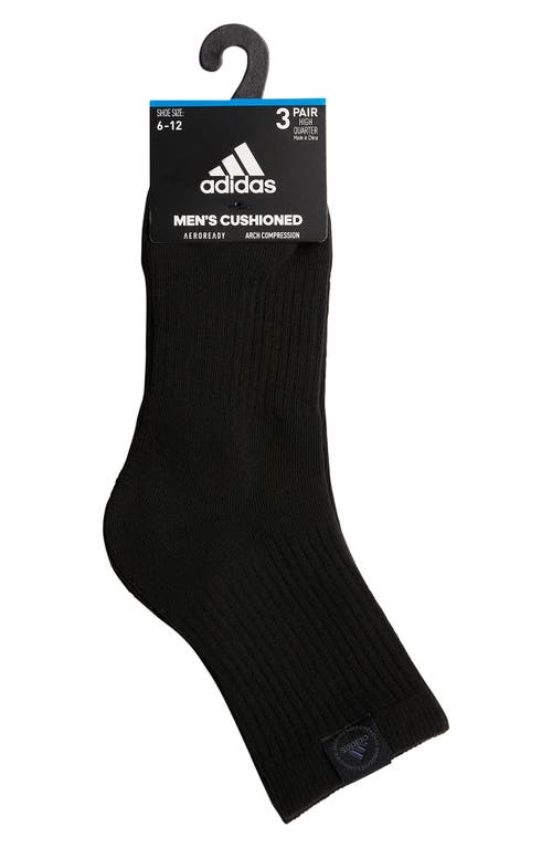 Shop Adidas Originals Adidas 3-pack Athletic High Quarter Socks In Black/grey