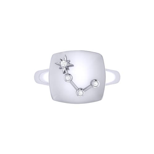 Shop Luvmyjewelry Aries Diamond Signet Ring In Silver