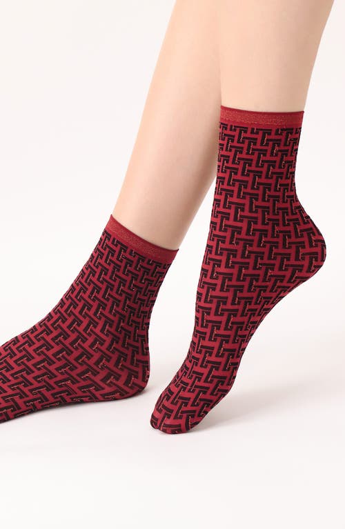 Oroblu Assorted 2-Pack Crew Socks in Deep Red 