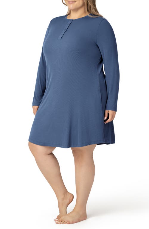 Shop Kindred Bravely Riley Rib Jersey Nursing Nightgown In Slate Blue