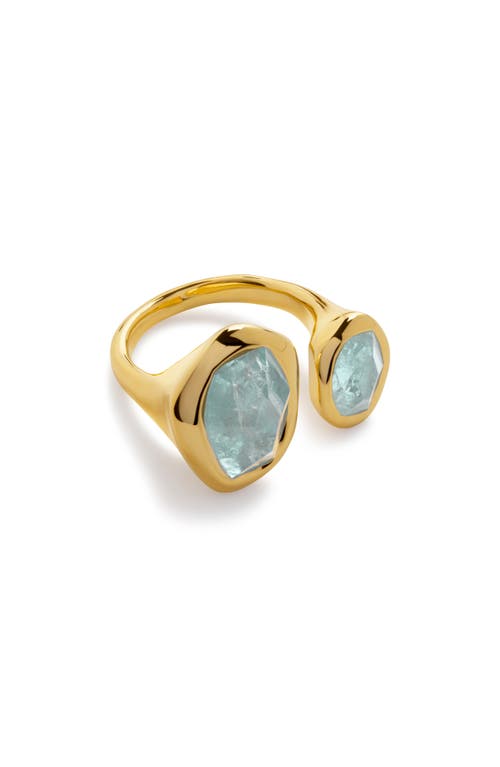 Shop Monica Vinader Odyssey Aquamarine Open Ring In 18ct Gold Vermeil/aquamarine