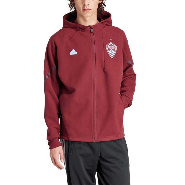 Shop Adidas Originals Adidas Burgundy Colorado Rapids 2024 Anthem Travel Raglan Sleeve Full-zip Jacket