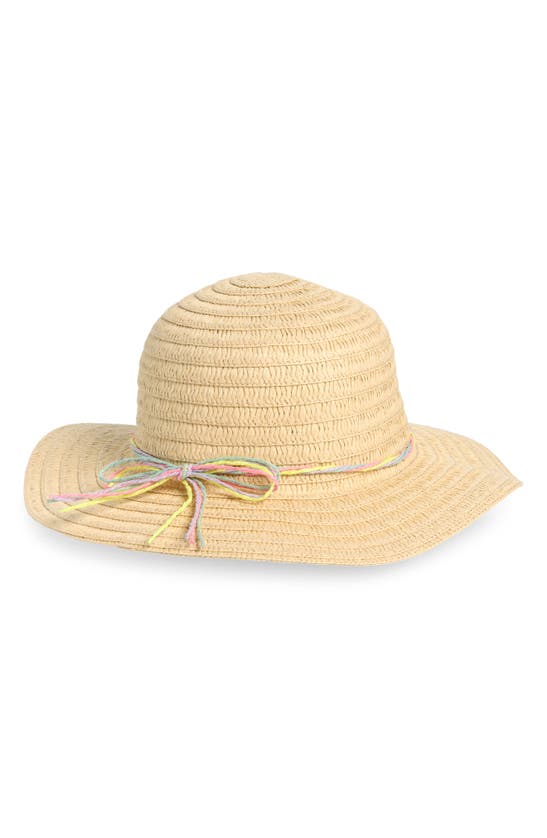 Shop Capelli New York Kids' Rainbow Straw Hat In Beige Pale Multi
