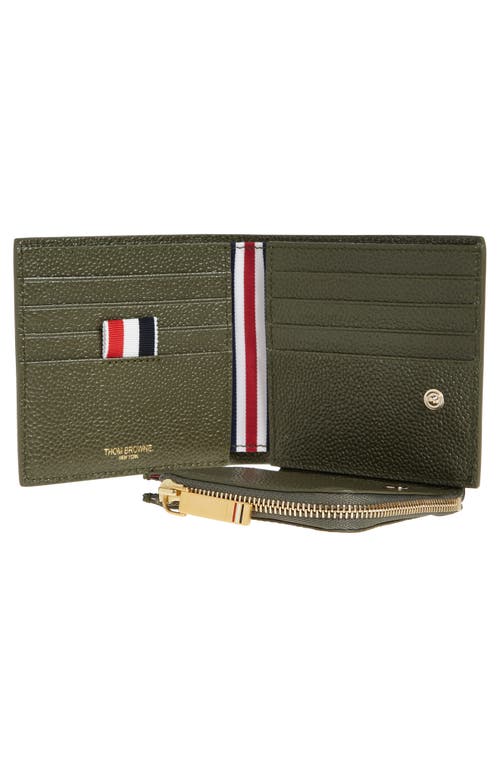 Shop Thom Browne Grained Leather Wallet In Dark Green