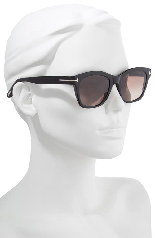 Tom Ford Lauren 02 Mirrored Square Sunglasses In Shiny Black/brown