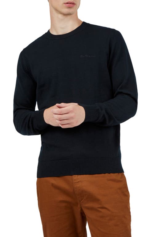 Shop Ben Sherman Regular Fit Merino Wool Blend Sweater In Dark Navy