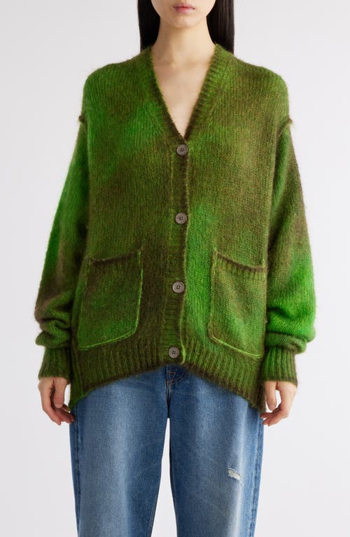 Shop Acne Studios Kark V-neck Oversize Cardigan In Bright Green