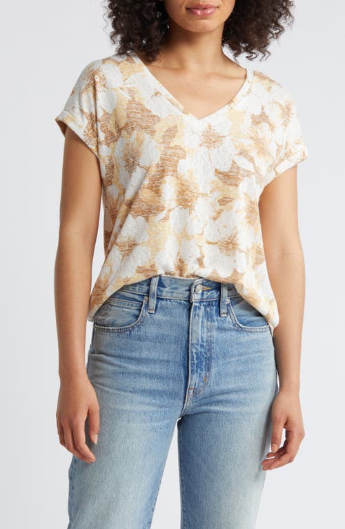 Caty Crossback T-Shirt in Golden Brown Floral