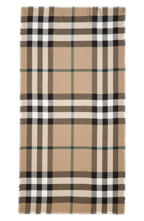 Shop Burberry Check Lightweight Cashmere & Silk Scarf In Linden