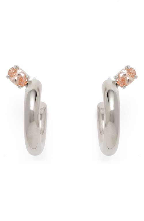 Lady Grey Tilt Hoop Earrings In Silver/peach