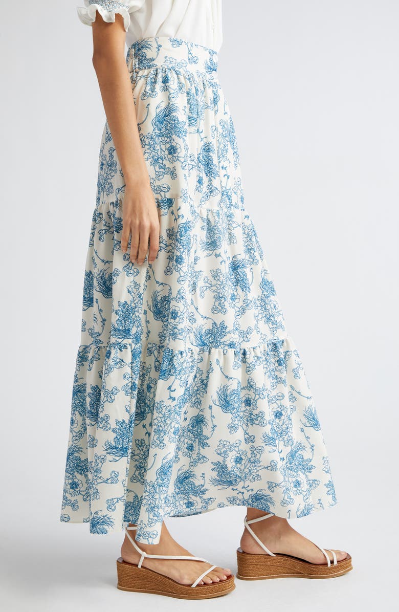 Loretta Caponi Nuvola Floral Tiered Crepe Maxi Skirt | Nordstrom