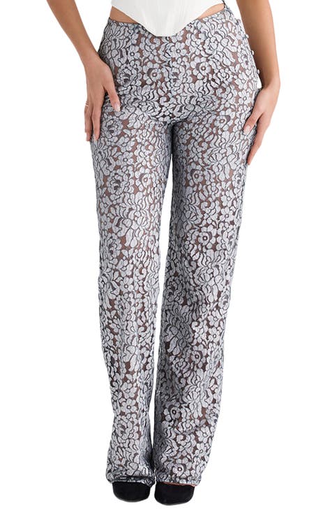 Mara Floral Lace Straight Leg Trousers