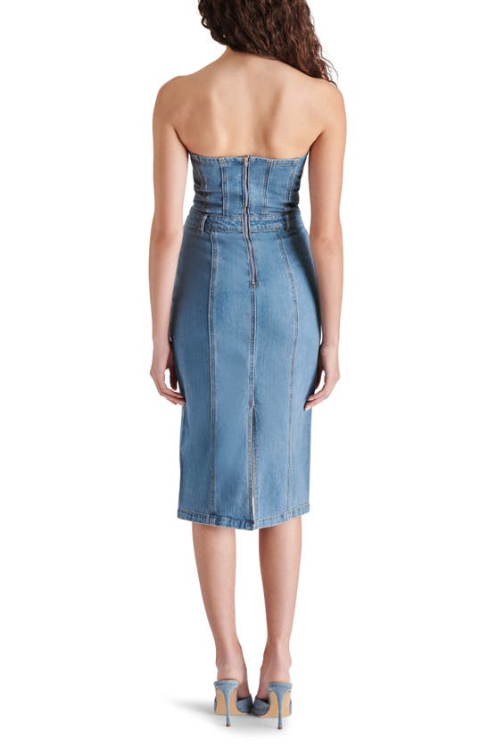 Shop Steve Madden Anya Strapless Corset Denim Dress In Light Blue