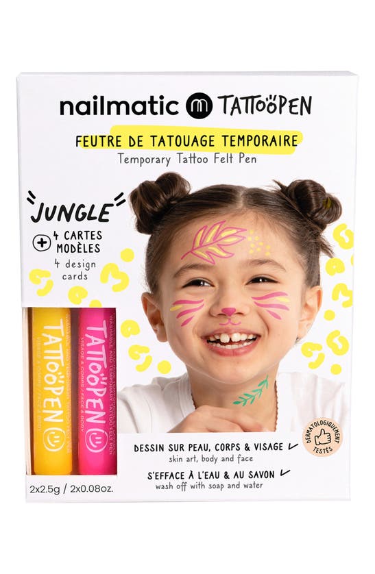 Nailmatic Kids' Tattoopen Jungle Temporary Tattoo Felt Pen Kit In White