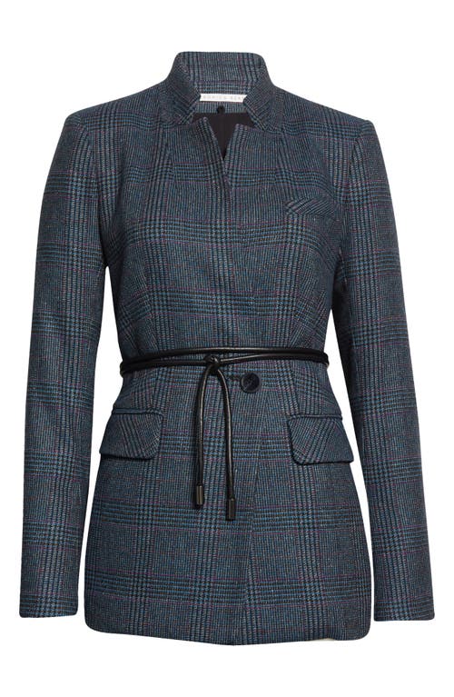 Veronica Beard Wilshire Plaid Belted Dickey Jacket in Blue Multi at Nordstrom, Size 8