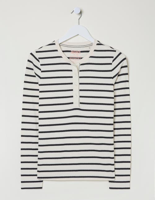 Shop Fatface Plus Size Hettie Stripe Henley Top In Ivory