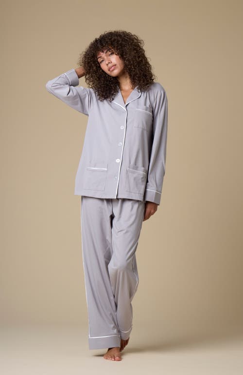 Shop Kip. Kip Luxe Stretch Cotton Pajama Set In Haze