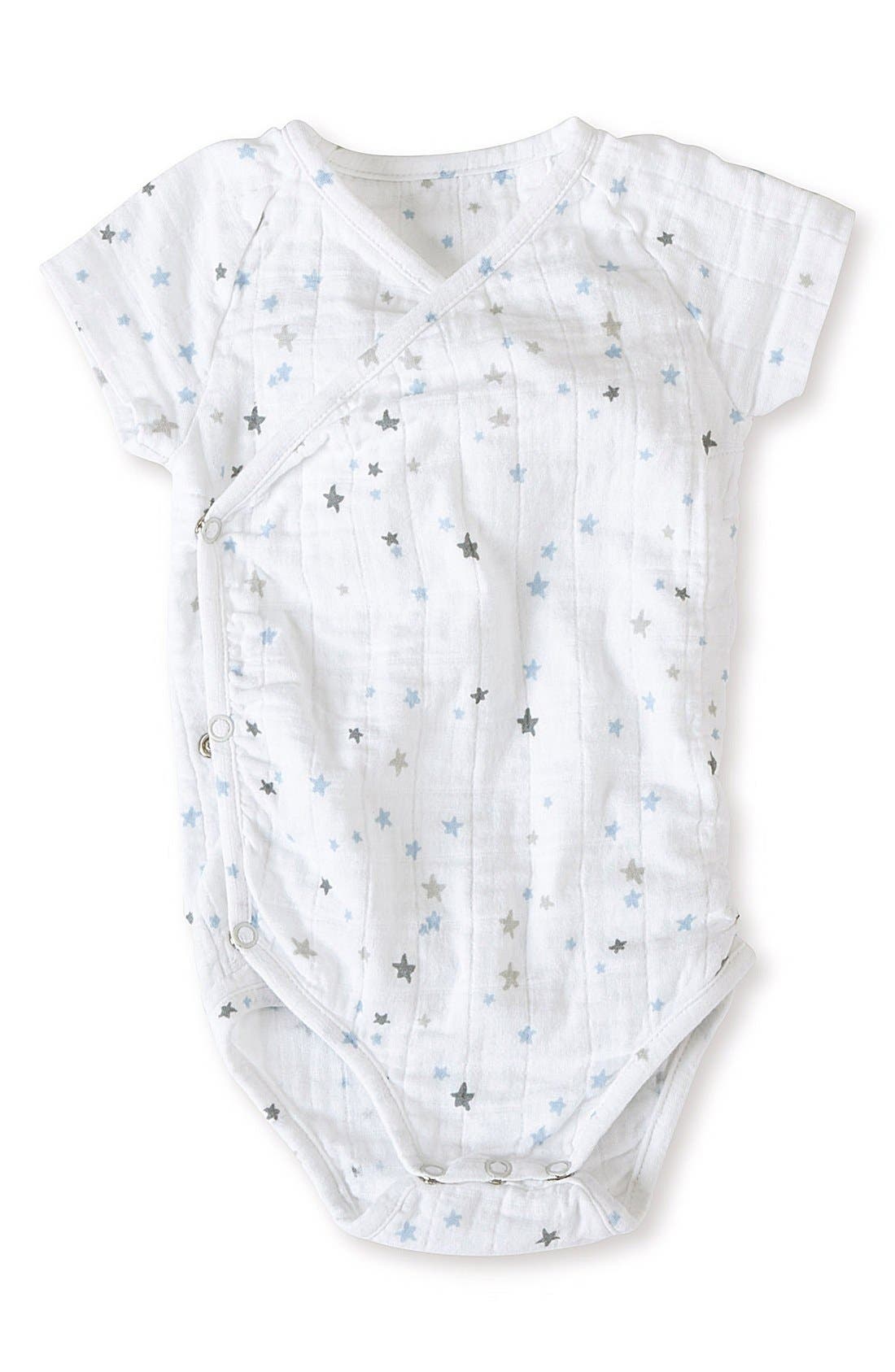 aden + anais Short Sleeve Kimono Bodysuit (Baby) Nordstrom