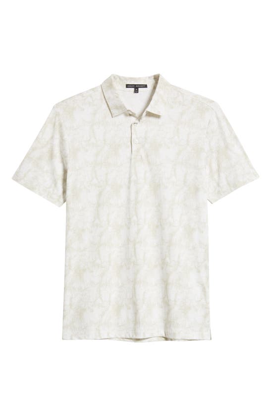 Robert Barakett Marzipan Leaf Print Cotton Polo In Light Olive
