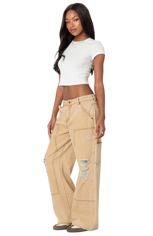 EDIKTED EDIKTED ALIBI DISTRESSED LOW RISE WIDE LEG CARPENTER JEANS
