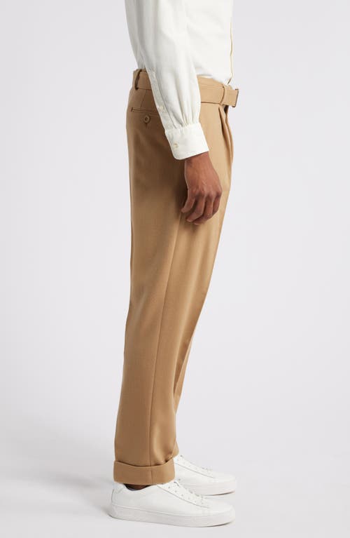 Shop Officine Generale Officine Générale Hugo Pleat Front Wool & Cashmere Pants In Sepia