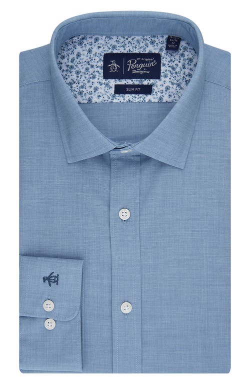 Original Penguin Melange Floral Trim Slim Fit Dress Shirt In Light Blue