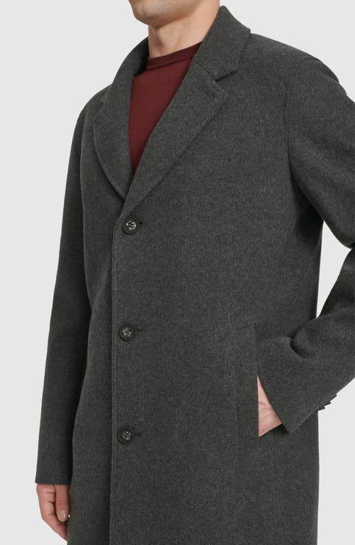 Cole Haan Regular Fit Stretch Wool Coat In Charcoal