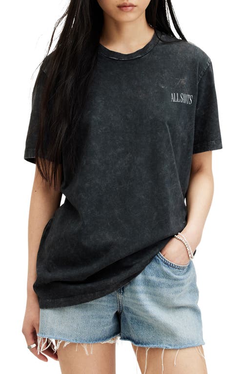 Shop Allsaints Logo Cotton T-shirt In Acid Washed Black