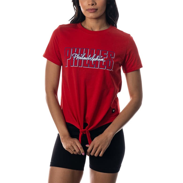 The Wild Collective Red Philadelphia Phillies Twist Front T-shirt