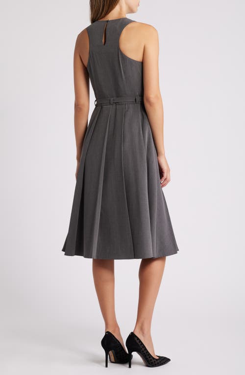 Shop Du Paradis Chlo Pleated Tie Waist Sleeveless Midi Dress In Mink Grey