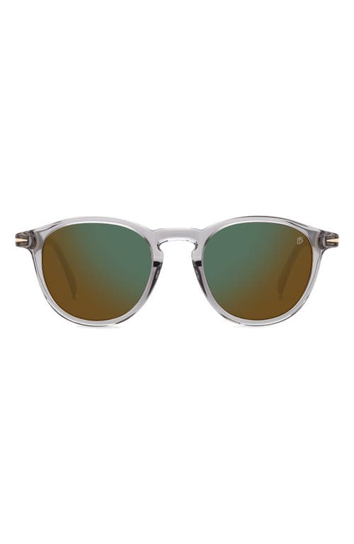 David Beckham Eyewear 49mm Round Sunglasses in Grey/Green Mirror