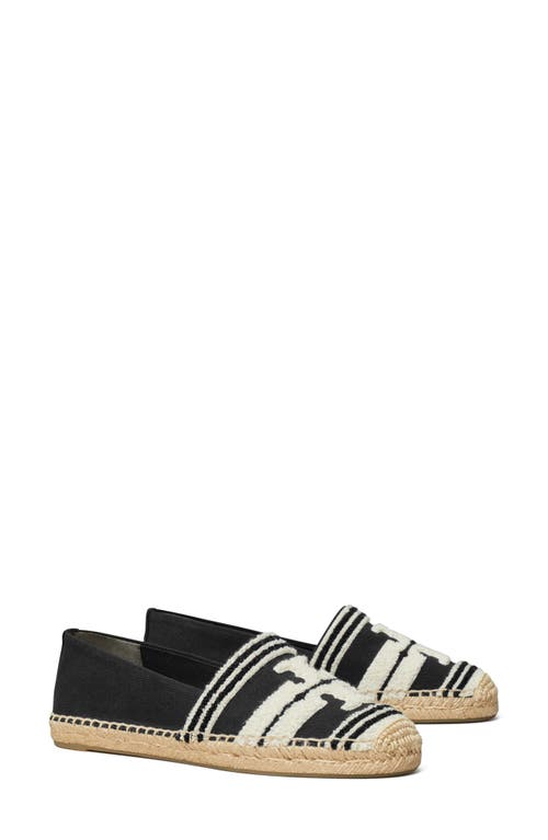 Shop Tory Burch Double T Espadrille Flat In Nero/light Alabaster