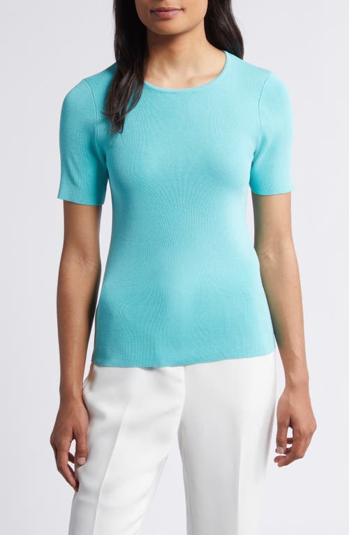 Short Sleeve Sweater in Turquoise