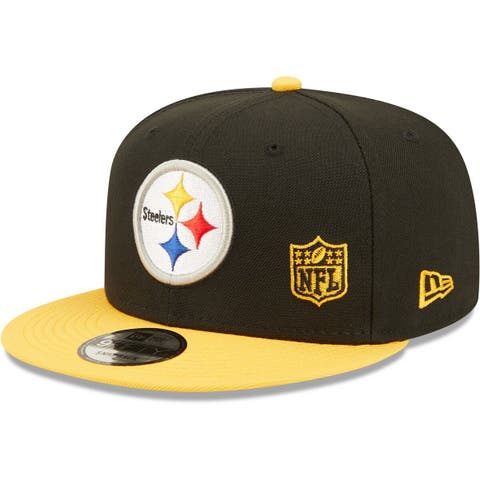 Men's New Era Black/Gold Pittsburgh Steelers 2021 NFL Sideline Sport  Official Pom Cuffed Knit Hat