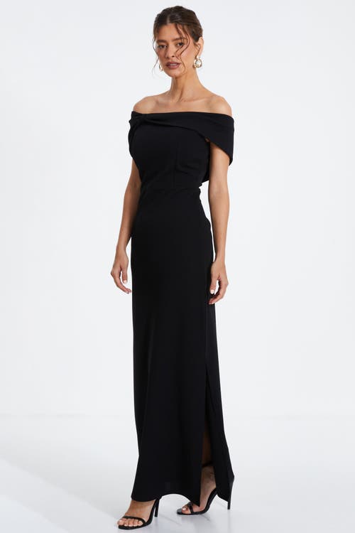 Shop Quiz Bardot Maxi Dress In Black