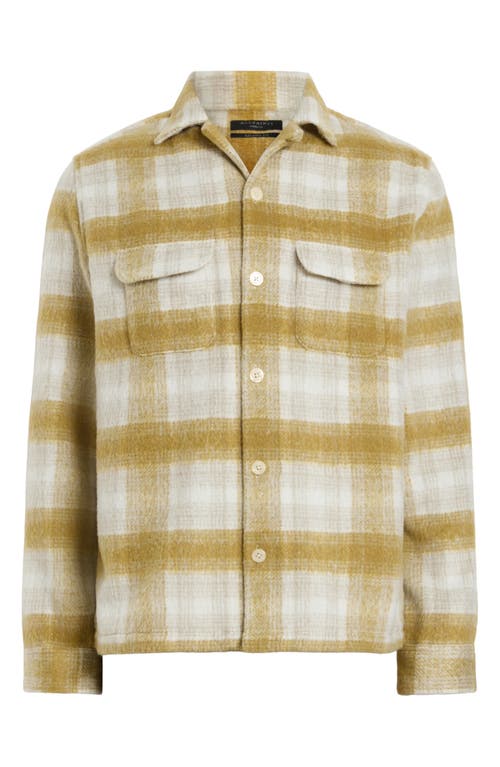 Shop Allsaints Lapse Plaid Fleece Overshirt In Yellow