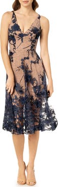 Audrey embroidered fit & flare clearance dress